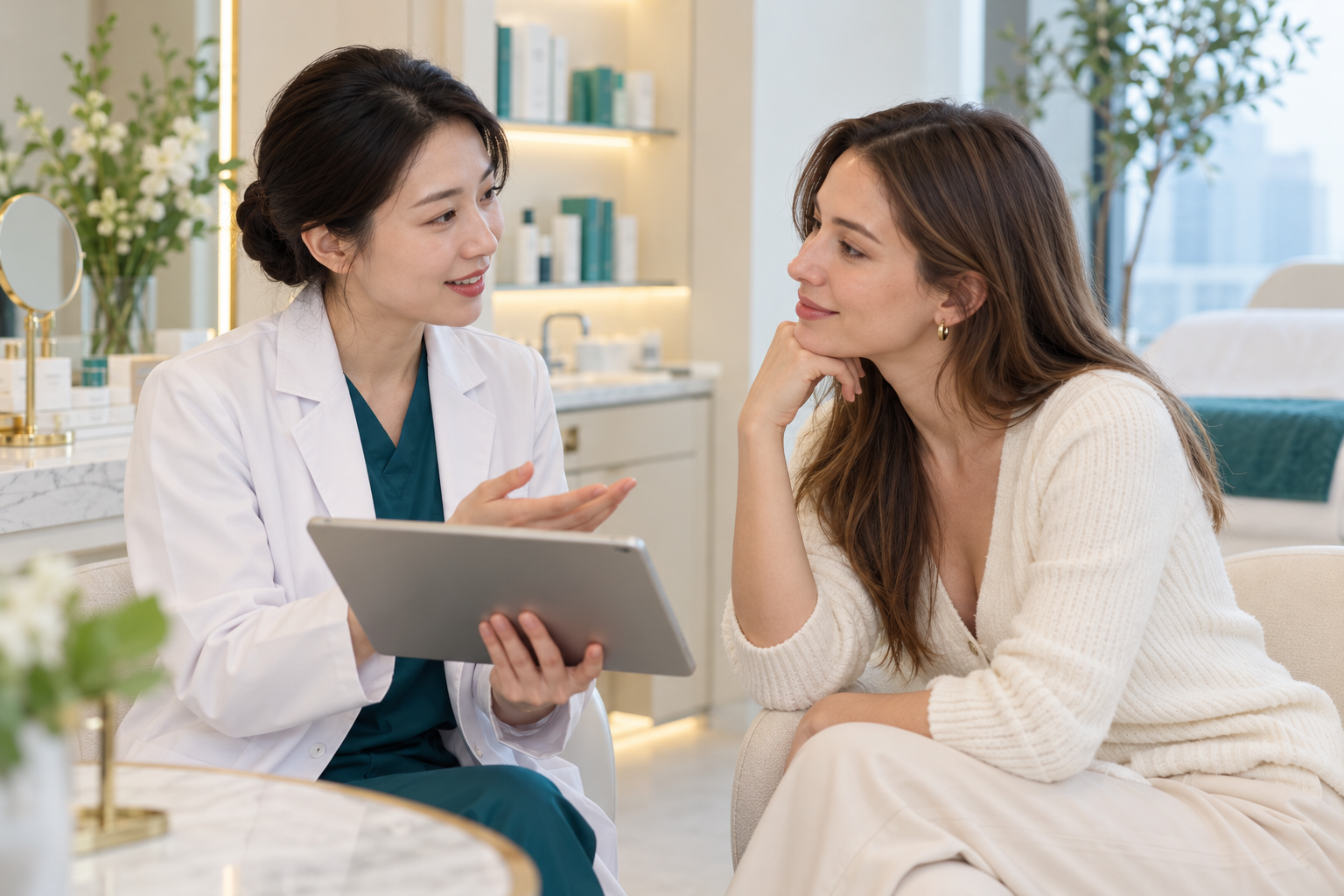 Illustrative aesthetic medicine consultation