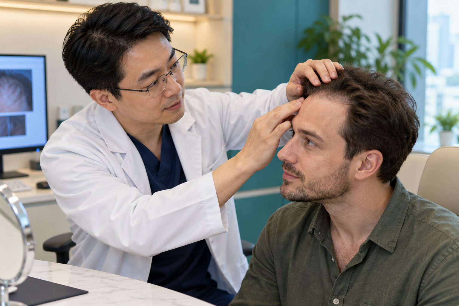 Illustrative hair restoration consultation