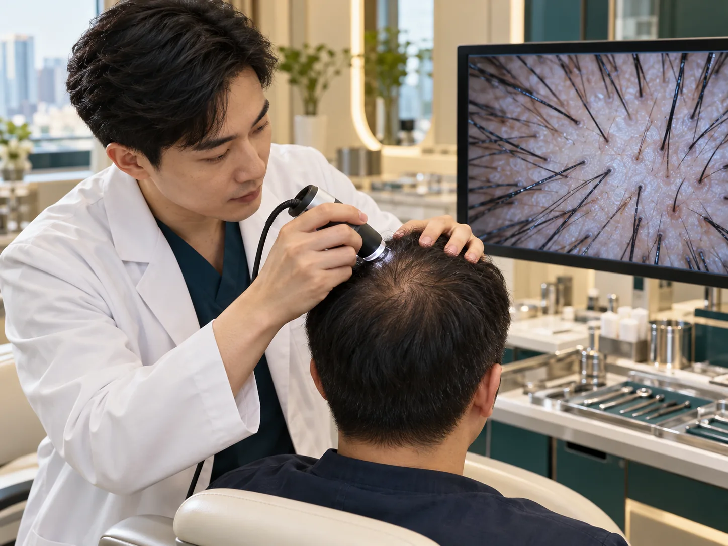 Illustrative clinic follow-up and scalp assessment