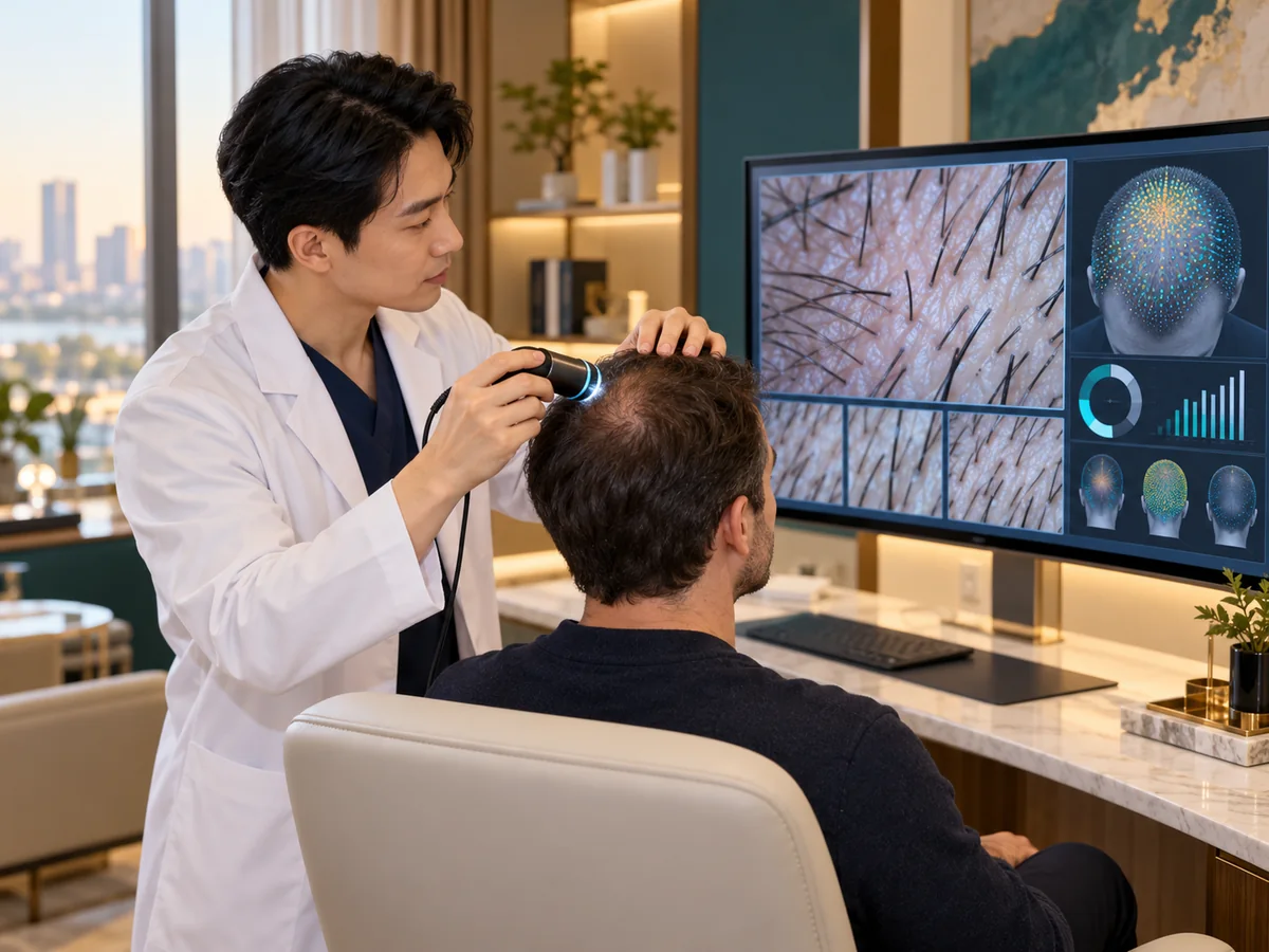 Illustrative digital scalp and hair density assessment